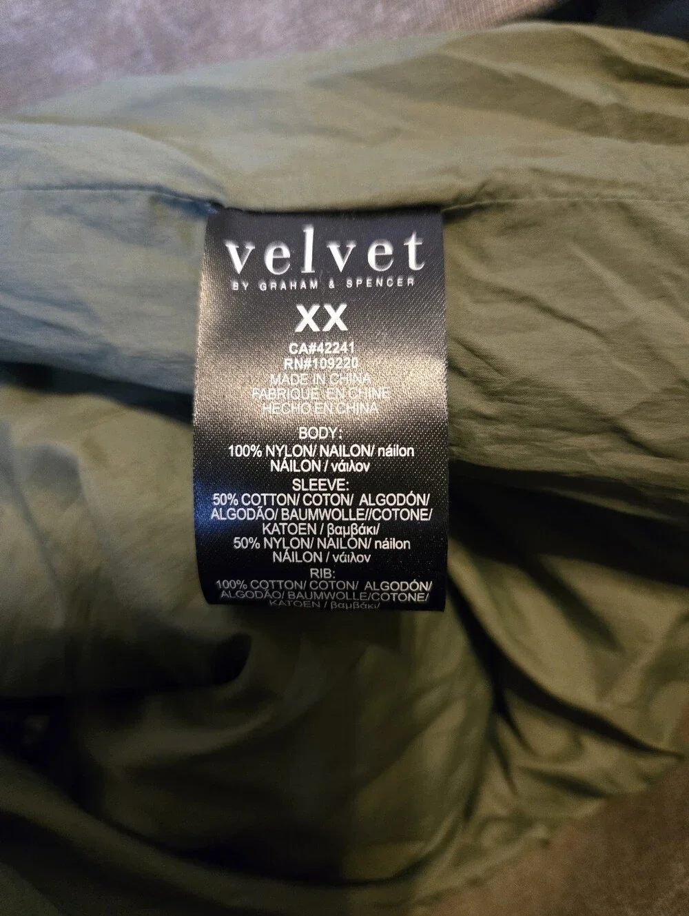 VELVET by Graham & Spencer Men's 2XL Maison Quilted Jacket Olive Green